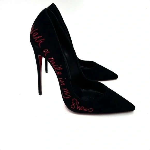 Christian Louboutin Black Stiletto Heels Walk A Mile In My Shoes Collection 38 - Picture 2 of 15